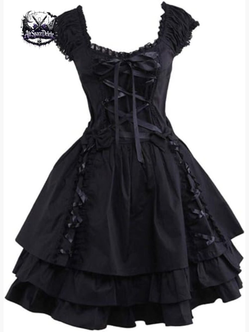 Layered Lace-up Lolita Dress Long Sleeve Knee-Length Polyester